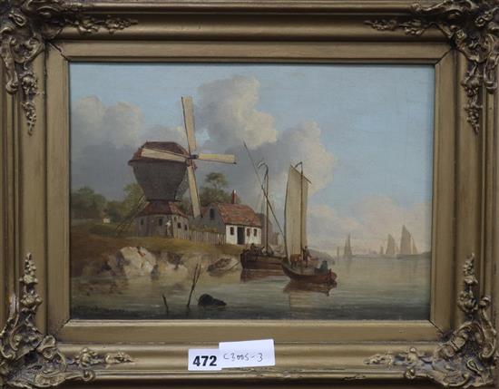 Attributed to John Thomas Serres (1759-1825), oil on canvas, Windmill on the East Coast, signed and dated 1786,